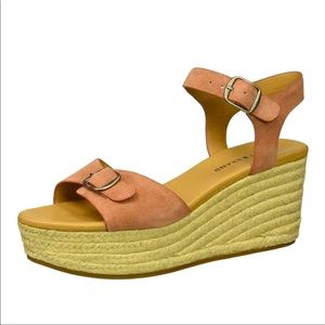 Lucky Brand Size 7 M Naveah Espadrille Wedge Sandals Brown Leather